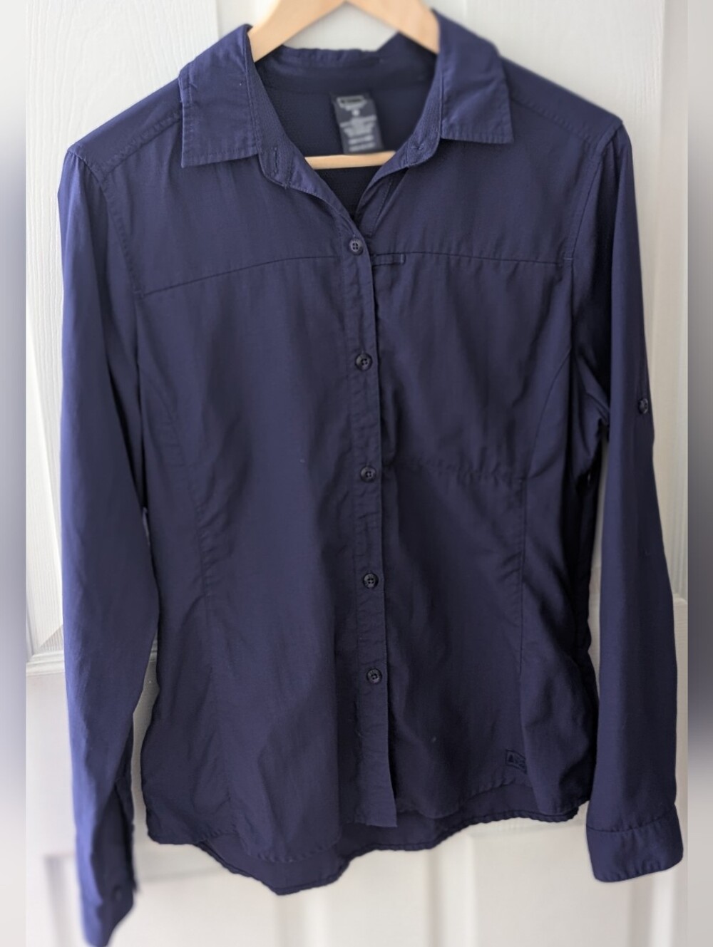 REI Purple Button-Down Long-Sleeve Hiking Shirt
